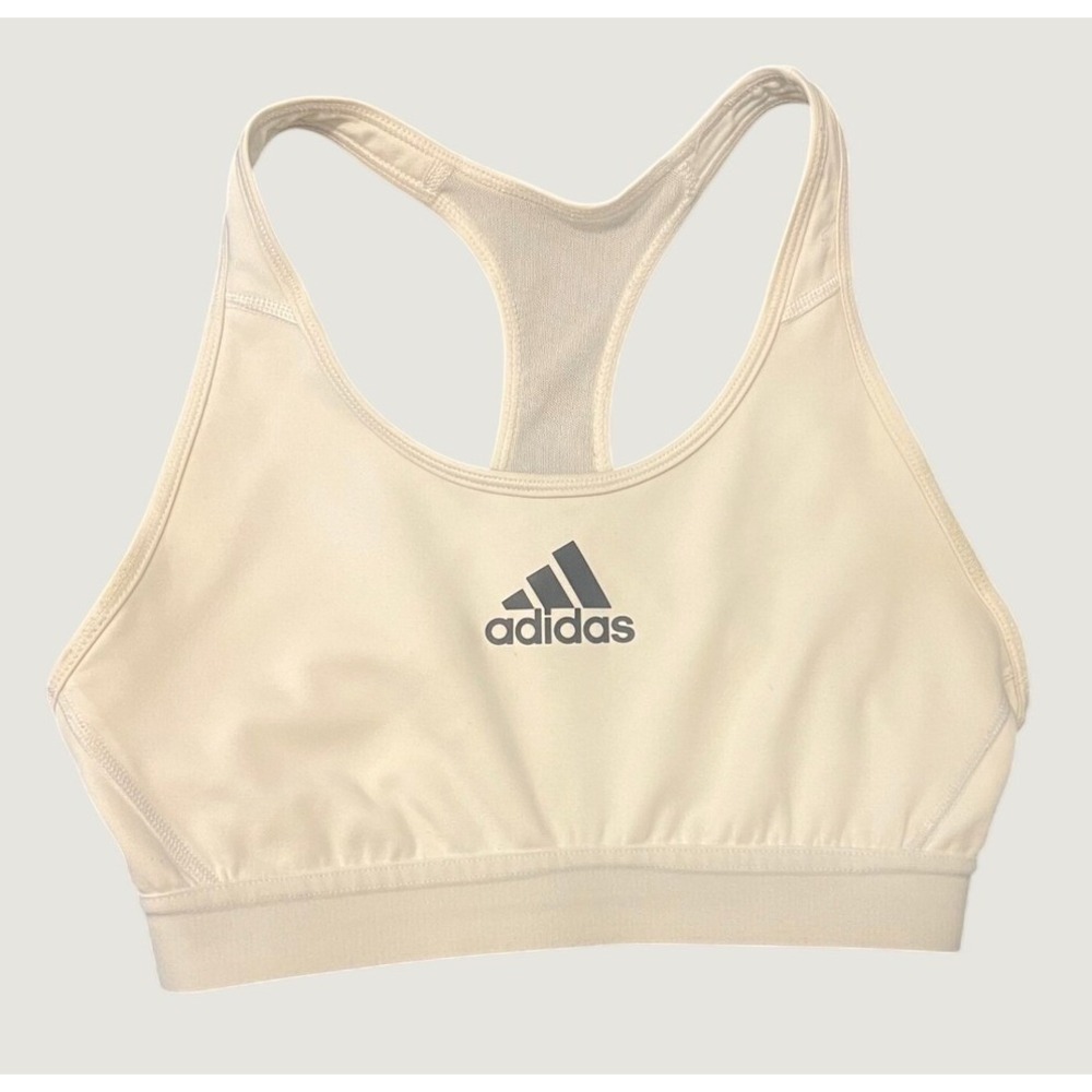 Adidas Sports Bra Womens S White Racerback Mesh Logo 1639